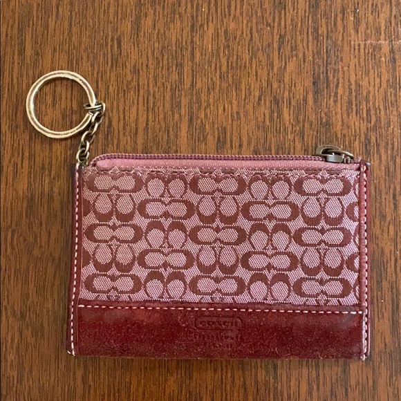 Coach Handbags - Coach card case with key ring, maroon